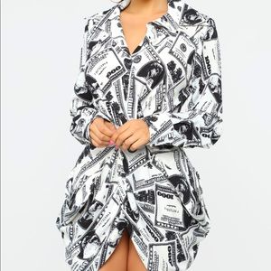All About The Dollaz Mini Dress - White/Black